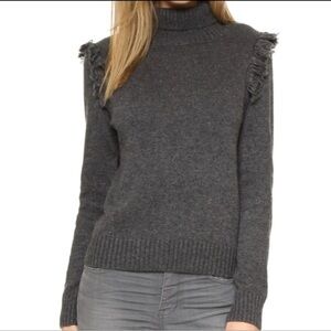 CORY COR | Y Turtleneck Sweater Fringe Cozy Soft Wool Blend Women's size M Gray